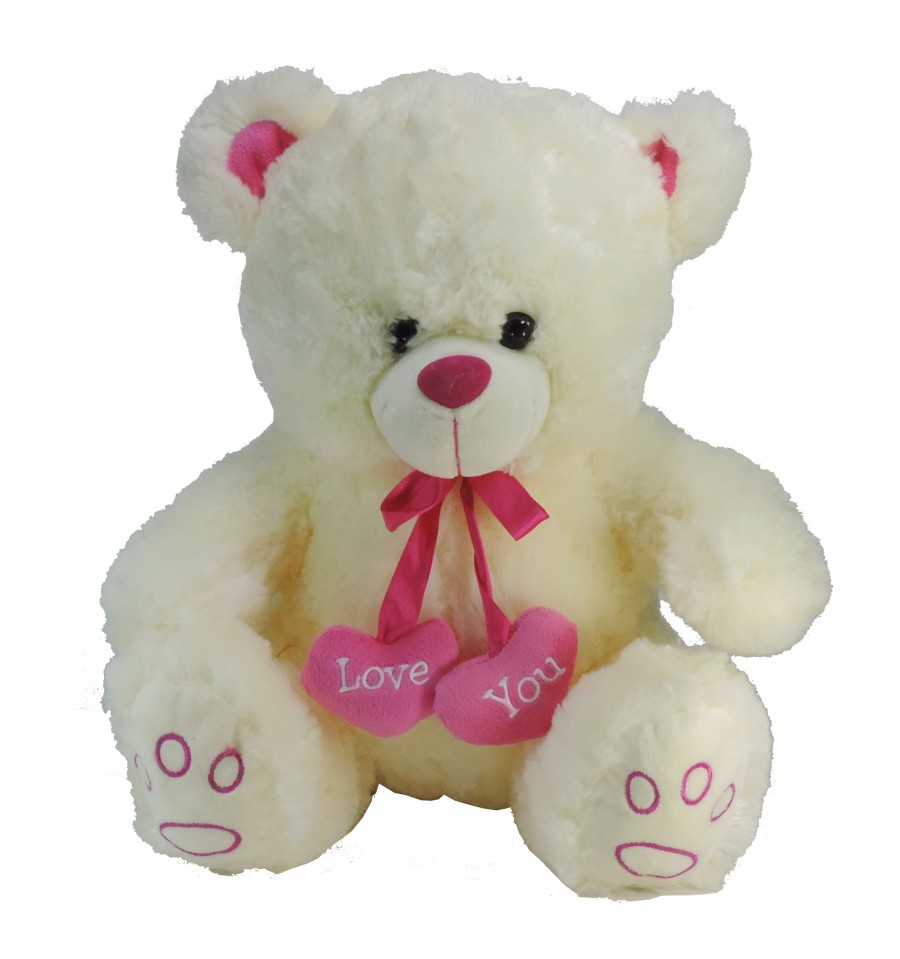 Osito Peluche 40 Cm 2 Corazones Lazo