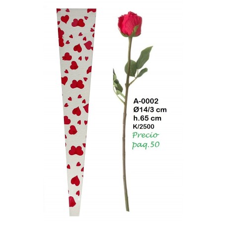 Cono para flor con corazones Ø14/3x↕65 cm