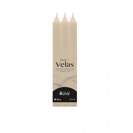 Pack 3 velas cirio crema