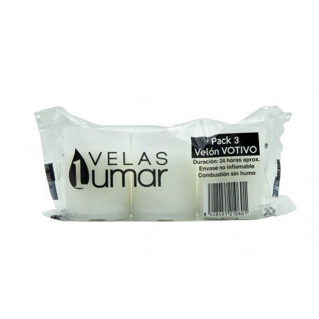 Pack 3 velones pequeños Ø5cm blanco