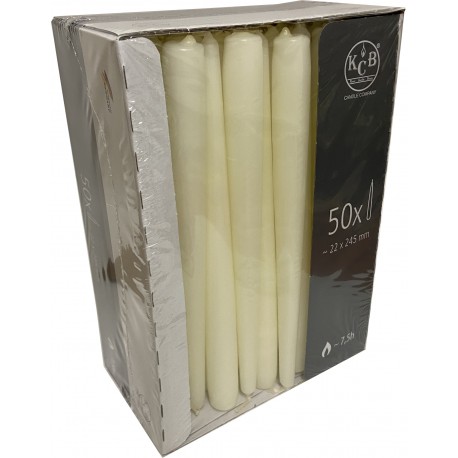 Caja 50 Velas Cónicas 240X22 mm marfil 