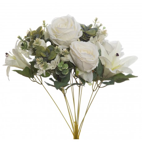 Ramo Rosas Lilium 50cm blanco