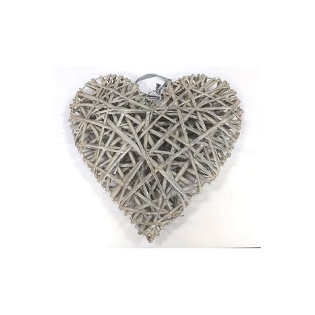 Corazón Mimbre ↨35cmx35cm Blanco